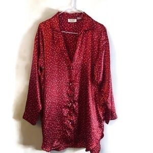 Vintage Victoria Secret Gold Label Red Night Gown  Sleep Shirt 80s/90s Sz S